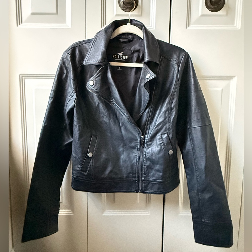 Hollister Women's Dark Faux Leather Jacket
